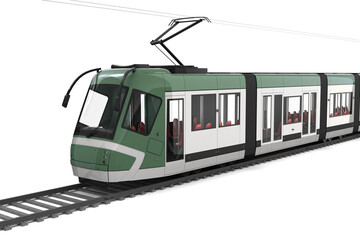 Strassenbahn (freigestellt) - 3D Visualisierung - obrazy, fototapety, plakaty