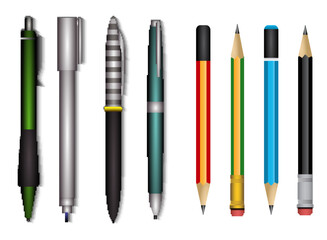 pen and pencils for school and office 

supplies isolated