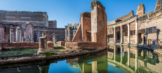 Villa Adriana near Rome Italy. UNESCO World Heritage Site. Ruins and archaeological remains of...