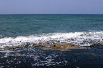 Coast of the Mediterranean Sea in the north of the State of Israel.