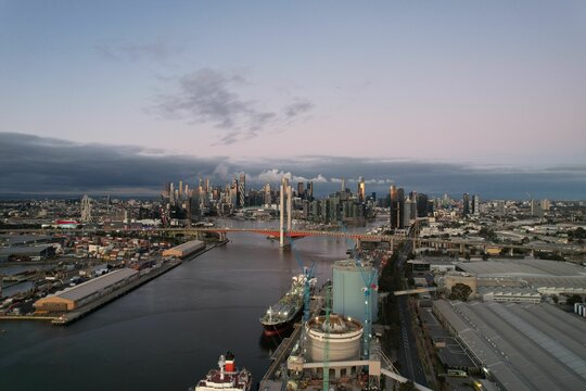 Aerial View Of The Bolte Bridge On The Yarra River In Melbourne, Australia