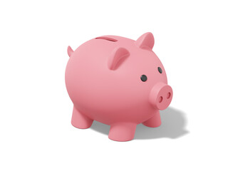 Obraz premium Pink piggy bank on white background. Accumulation of savings icon. 3D rendering.