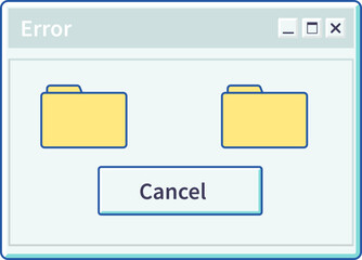 Interface of window, application with files folder