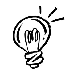 Light bulb hand drawn illustration in brush stroke design