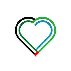 friendship concept. heart ribbon icon of united arab emirates and uzbekistan flags. vector illustration isolated on white background