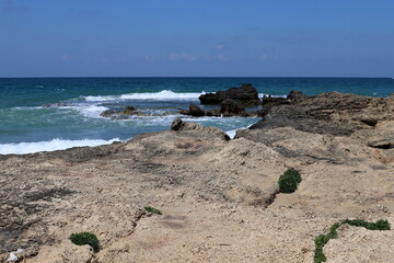 Coast of the Mediterranean Sea in the north of the State of Israel.