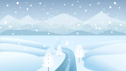 Crédence de cuisine en verre imprimé Bleu clair Landscape of christmas tree with snow