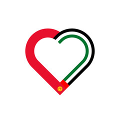 friendship concept. heart ribbon icon of kyrgyzstan and united arab emirates flags. vector illustration isolated on white background