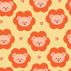 seamless pattern cartoon pig with flower. cute wallpaper for textile, gift wrap paper