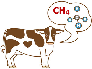 メタンを排出する牛のイメージ
