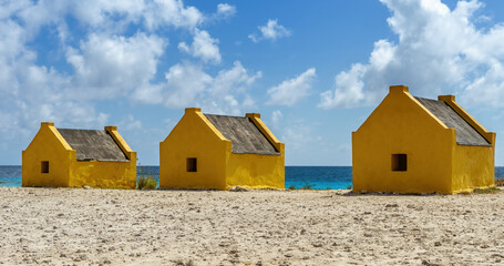 Slave huts historical monument on Bonaire, Dutch Caribbean