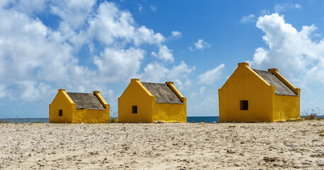 Slave huts historical monument on Bonaire, Dutch Caribbean
