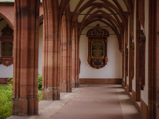 Gothic Protestant cathedral of Basel with two spiers and tiled roof, dating back to temple of the...