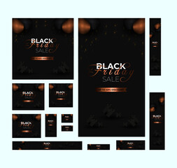 Realistic Black Friday sale web banner set