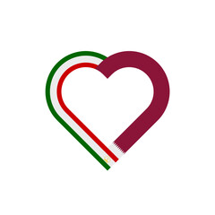 friendship concept. heart ribbon icon of tajikistan and qatar flags. vector illustration isolated on white background
