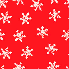 Naklejka na ściany i meble Seamless pattern with snowflakes on a red background Christmas pattern. Winter picture