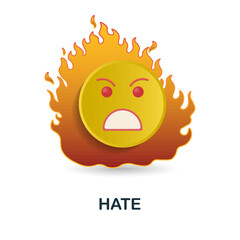 Hate icon. 3d illustration from harassment collection. Creative Hate 3d icon for web design, templates, infographics and more