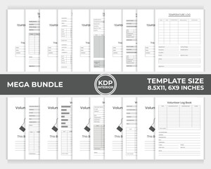 KDP Interior Bundle Temperature Log Book, Volunteer Log Book Unique Design Template