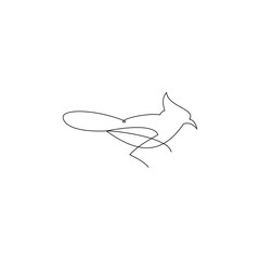 bird continuous line drawing element isolated on white background for decorative element. Vector illustration of animal form in trendy outline style.