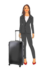 Business woman with suitcase