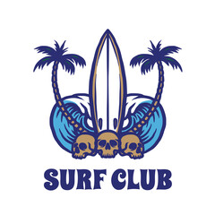 Hand drawn surf club skull logo