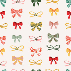 Hand drawn decorative color bows. Bow page decoration, packaging, invitation elements, Christmas, Valentine, birthday, holiday gift wrapping elements