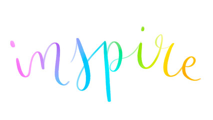 INSPIRE colorful brush lettering banner on transparent background