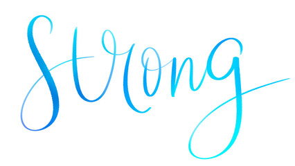 STRONG blue brush lettering banner on transparent background