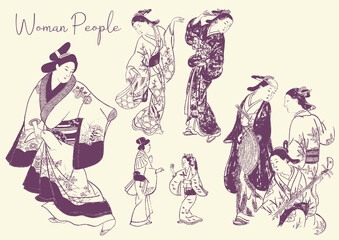 oiran bijinga　ukiyoe　japanese art　美人画　女性　浮世絵　花魁　日本画　着物　姫　主婦　商人　町人　日本人　侍　武士　農民　歴史　江戸時代