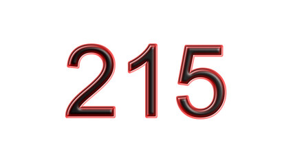 red 215 number 3d effect white background