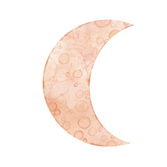 peach pink orange crescent moon textured illustration - obrazy, fototapety, plakaty