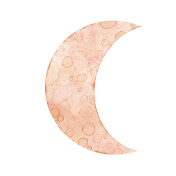 peach pink orange crescent moon textured illustration