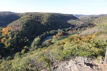 Fototapeta premium Ausblick auf das Selketal im Harz, Meisdorf