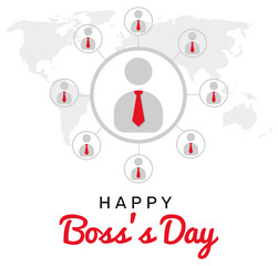 Bosses Day wallpaper with boss icon in center connecting with employees. Happy boss's day background
