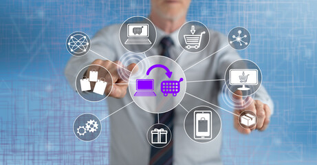 Man touching an e-commerce concept