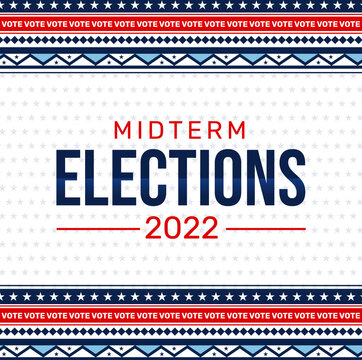 Midterm Elections 2022 background with American flag colors design and typography. November elections in the United States of America, background