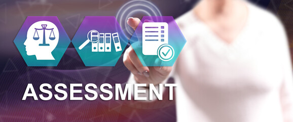Woman touching an assessment concept
