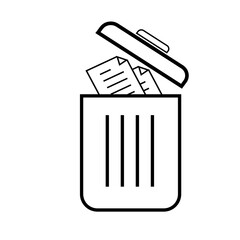 trash can icon with documents being trashed