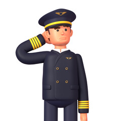 3d render of airline pilot thinking, making decision