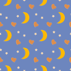 seamless pattern with stars and hearts