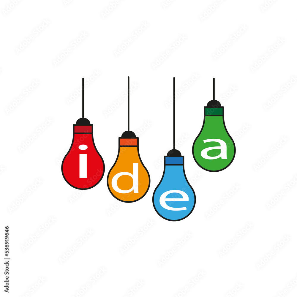 Poster abstract colorful light bulb idea. bulb light icon - idea sign, solution. creative concept idea. vec