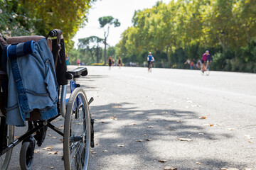 Wheelchair walk in a park