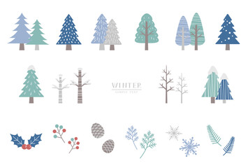 冬の木々 イラスト素材セット / vector eps