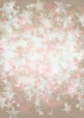 Vector Shiny Stars Confetti on Pink Background with Silver and White  Light Spots. Magic Shiny Pastel Print. Baby Print. Gentle Stardust Pattern.  Sparkle Festive  Cover Design...