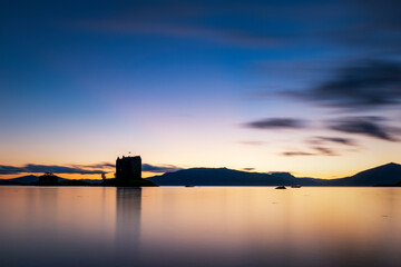Castle Stalker on Loch Linnhe at sunset, Scotland
