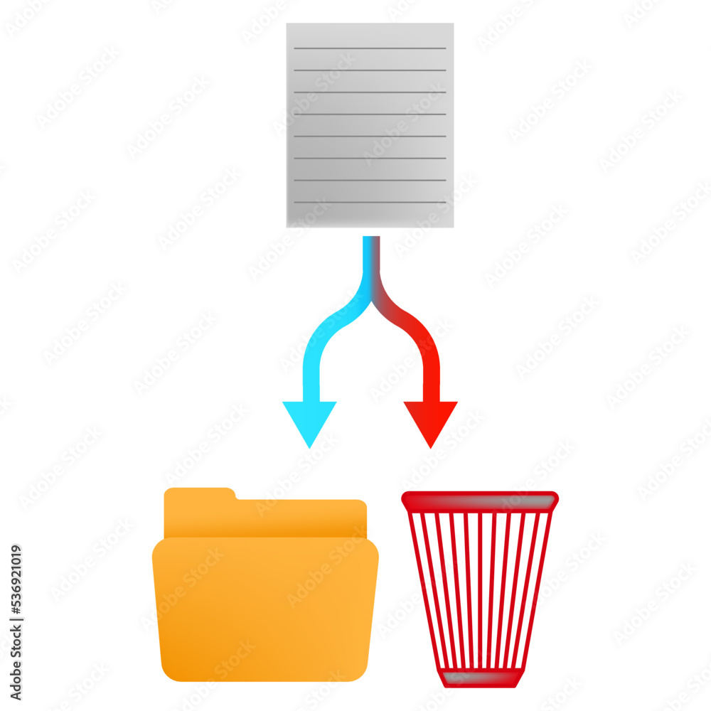 Poster flat document recycle bin folder. sign online document. computer interface. vector illustration. sto