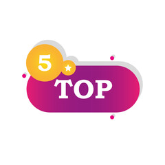 Top 5, great design for any purposes. White design. Business concept. Vector illustration. stock image. 