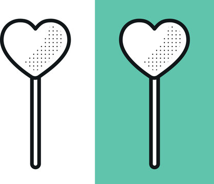 Lolly Pop Candy Heart Shape with dots illustration vector icon