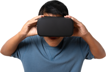 man wearing VR Headset.