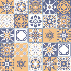 Portuguese Ceramic Tile Blue Purple Beige Color Square Geometric pattern Bathroom Kitchen Wall Decoration Traditional Portuguese Design